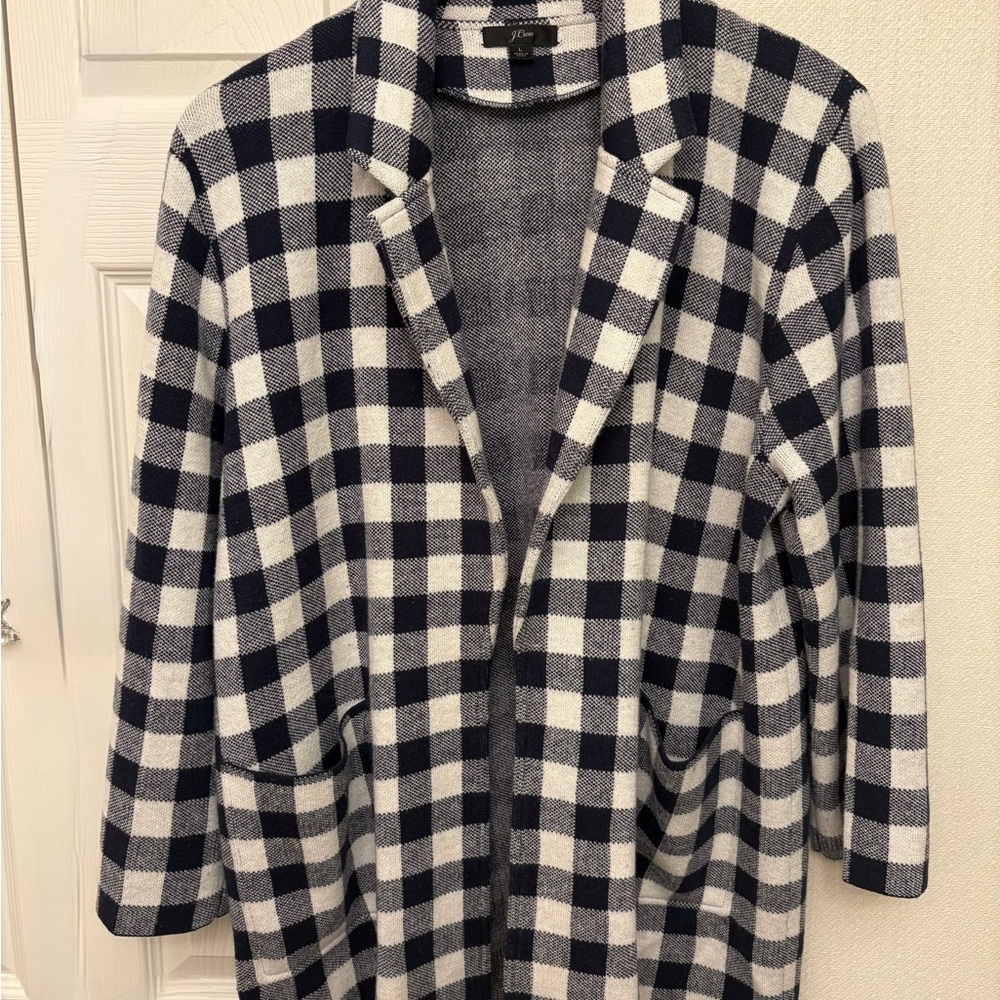 J. Crew Black and White Knit Sweater Blazer